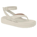 Sandália Feminina Papete Moleca Plataforma Amarração Tornozelo Branco
