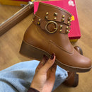 Bota Moleca Couro Fivela Tiras Grossas 5354.201