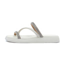 Sandália Papete Moleca Feminina Branco Off Birken Três Tiras Prata
